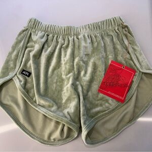 Tiger Friday Luxe Velour Track Shorts - Sage